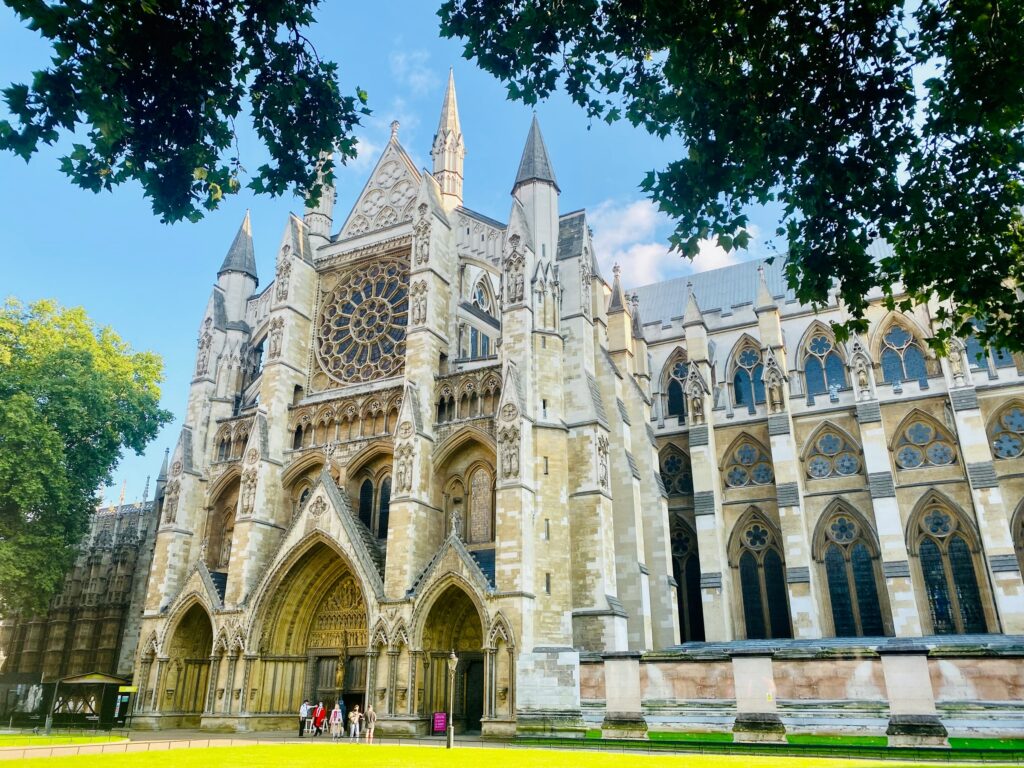 Front view of Westminster Abbey Church in London